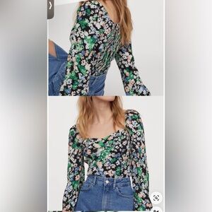 H&M floral puff sleeve top